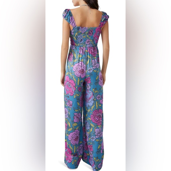 Free People Rolling Hills Jumpsuit Bluebell Combo OB1617140 NWT Size M - Picture 3 of 13